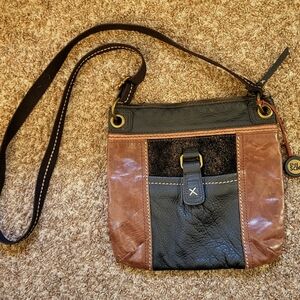 The Sak Brown and Black Leather Crossbody Bag